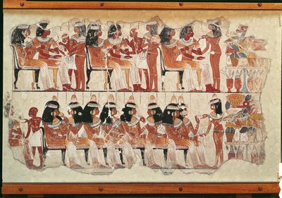 Banquet scene, from Thebes, c.1400 BC by Egyptian 18th Dynasty